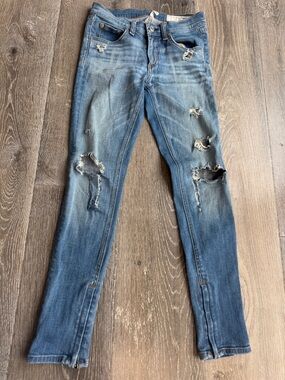 rag & bone Distressed Blue zipper Capri Skinny Jeans AZ0508